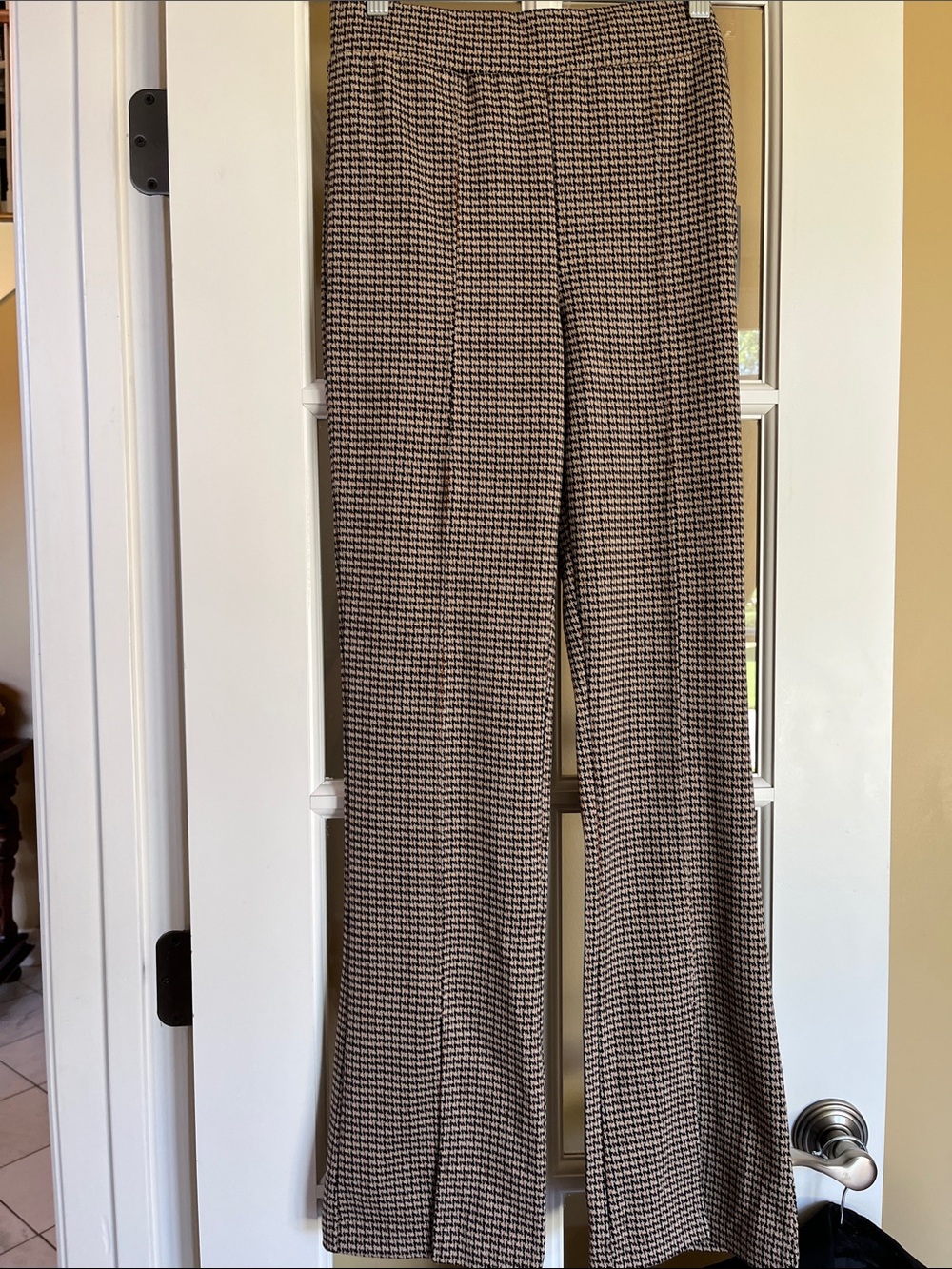 one clothing Brown Houndstooth Wide-Leg Pants